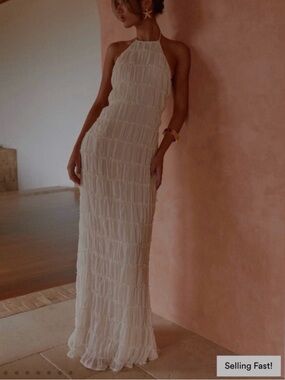Peppermayo Cream Halter Maxi Dress